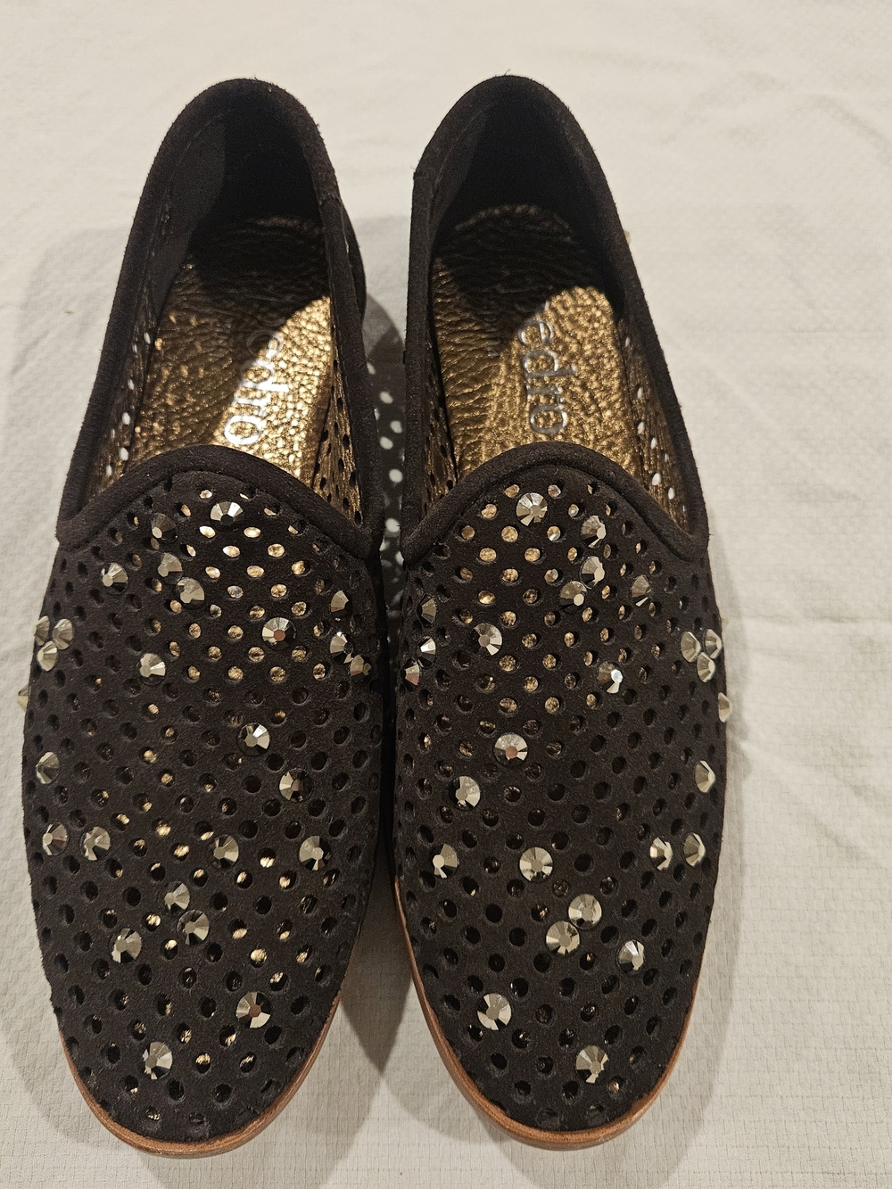 Pedro García Yaden-Bedazzled slip on Brown Suede Size 37.5